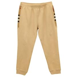 Burberry-Burberry Check Panel Jogging Pants in Tan Cotton-Brown,Beige
