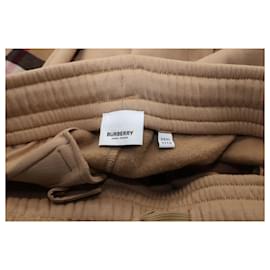 Burberry-Calça jogging Burberry Check Panel em algodão bege-Marrom,Bege