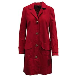 Kenzo-Kenzo Trench Coat em algodão vermelho-Vermelho