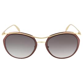 Alexander Mcqueen-Alexander McQueen Round-Frame Sunglasses-Brown