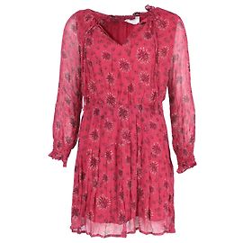 Ba&sh See-through Sleeve Printed Dress in Red Viscose Red