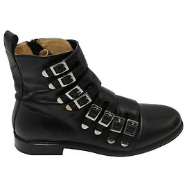 Bottines Maje à multiples brides à boucles en cuir noir Noir