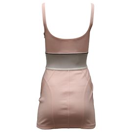 Alexander Wang Logo, elastisches, geripptes Kleid aus rosa Baumwolle Pink