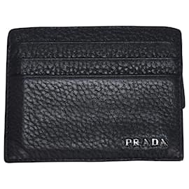 Prada-Prada Porta Carte Kartenetui aus schwarzem Leder-Schwarz