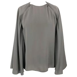 Lanvin-Lanvin top in grey silk with cape sleeves-Grey