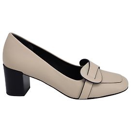 Tory Burch Loafer mit Absatz aus cremefarbenem Leder Weiß Roh
