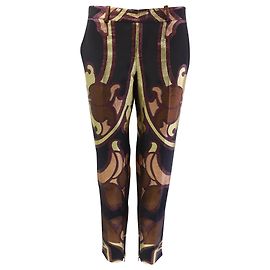 Calça Gucci Art Nouveau Disco em Seda Jacquard Multicolorida Preto