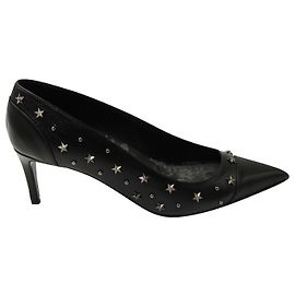 Saltos de alfinetes Balmain em couro preto Preto