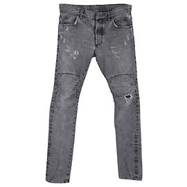Vaqueros biker desgastados Balmain en denim de algodón gris Gris