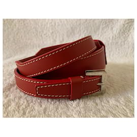 Goyard-Goyard red leather strap for bags-Red