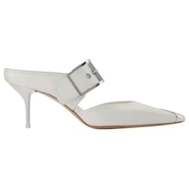 Alexander Mcqueen-Boxcar pumps in Ivory and Silver Leather-Other,Python print