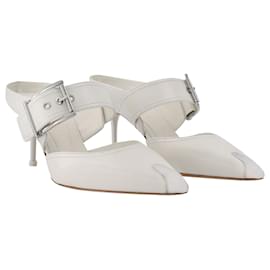 Alexander Mcqueen-Bombas Boxcar em couro Ivory e Silver-Multicor