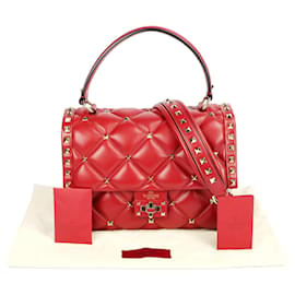 Valentino-Valentino CandyStud Red Quilted Leather-Red