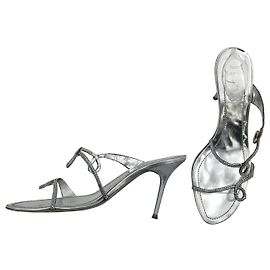 Rene Caovilla Sandali da sera a stiletto René Caovilla in pelle argento e cristalli Argento Metallico