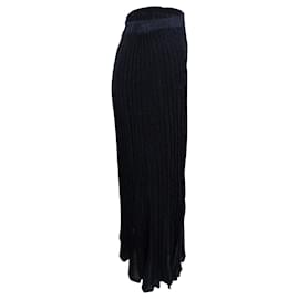 Sandro-Sandro Paris Electric Pleated Skirt in Navy Blue Polyester-Blue,Navy blue