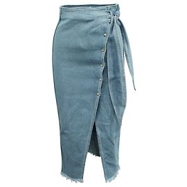 Saia Wrap Nanushka em Denim de Algodão Azul Claro Azul Azul claro