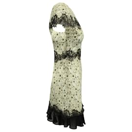 Sandro-Sandro Paris Two-Tone Lace Dress in White and Black Polyester-White