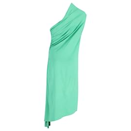 Ralph Lauren-Vestido drapeado de un solo hombro en seda verde de Ralph Lauren-Verde