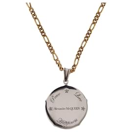 Alexander Mcqueen-Brass Medaillon Necklace-Other,Python print