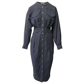 Rejina Pyo Blake Button-Down-Kleid aus schwarzem Polyester Schwarz
