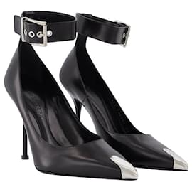 Alexander Mcqueen-Black Boxcar Leather Boots With Silver Hardware-Multiple colors
