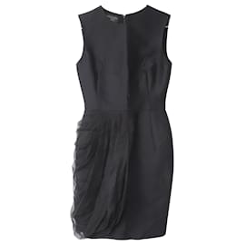 Giambattista Valli-Giambattista Valli Pleated Midi Dress in Black Wool -Black
