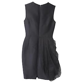 Giambattista Valli-Giambattista Valli Pleated Midi Dress in Black Wool -Black