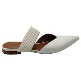 Autre Marque-Malone Souliers Maisie Flat Mules in White Leather-White,Cream