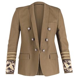 Balmain Slim-Fit Blazer Embelezado em Algodão Verde Verde