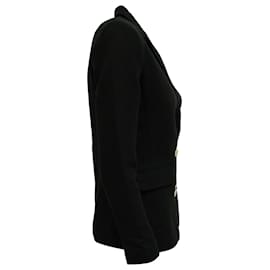 Sandro-Sandro Paris Double-Breasted Jacket in Black Cotton-Black