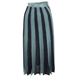 Sandro Paris – Gestreifter, getäfelter Rock aus blauem Polyester Blau