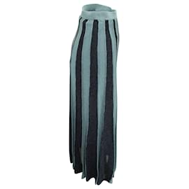 Sandro-Sandro Paris Striped Paneled Skirt in Blue Polyester-Blue