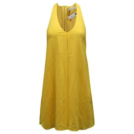 Alice + Olivia-Alice + Olivia Mini Robe Dos Nu en Soie Jaune-Jaune