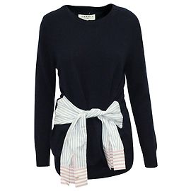 Sandro Suzanne Pullover mit Taillenbund aus marineblauer Wolle Blau Marineblau