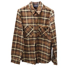 Camicia Amiri Logo Flanella Manica Lunga Bottone Frontale in Cotone Multicolor Altro