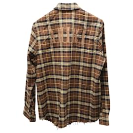Amiri-Amiri Logo Flannel Long Sleeve Button Front Shirt in Multicolor Cotton-Other