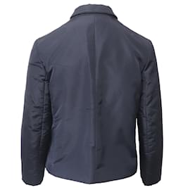 Prada-Prada Front Button Collared Jacket in Navy Blue Silk-Navy blue