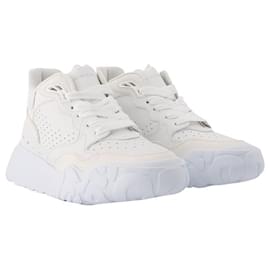 Alexander Mcqueen-New Court Sneakers in White & Silver Leather-Other,Python print