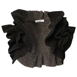Valentino Gehäkelter Bolero mit Rüschen aus schwarzer Baumwolle Schwarz