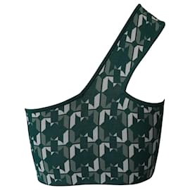Autre Marque-Dodo Bar oder One-Shoulder Crop Top aus grüner Viskose-Grün
