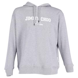 Jimmy Choo-Jimmy Choo College Logo-Print Hoodie in Grey Cotton-Grey