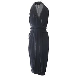 Rick Owens Vestido Halter em veludo preto Preto