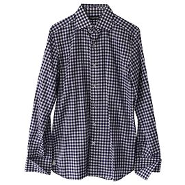 Camicia a quadri Tom Ford in cotone blu Blu