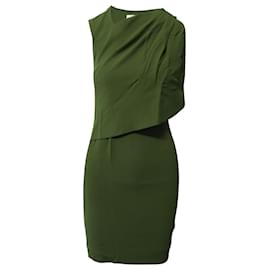 Givenchy-Givenchy Ärmelloses, drapiertes Etuikleid aus olivgrüner Viskose-Grün,Olivgrün