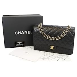 Chanel-Chanel Classic lined Flap Maxi Black Caviar Gold-Black