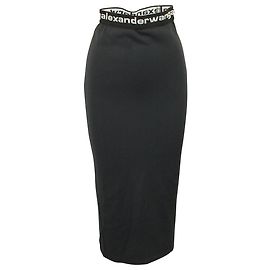 Jupe crayon taille haute Alexander Wang Logo Waistband en polyamide noir Noir