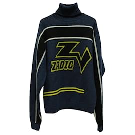 Zadig & Voltaire-Zadig & Voltaire D-Roy Biker Sweater in Navy Blue Wool-Blue,Navy blue