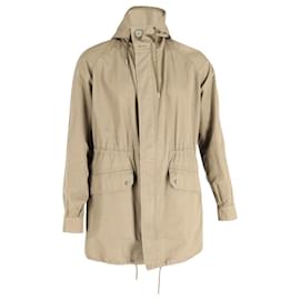 Sandro-Sandro Paris Windbreaker Parka in Khaki Cotton-Green