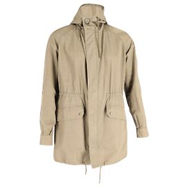Sandro Paris Windbreaker-Parka aus khakifarbener Baumwolle Grün