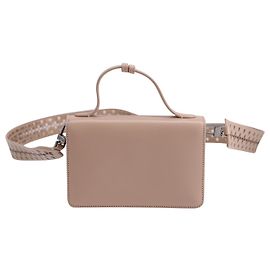 Alaïa Bolsa de ombro Alaia Mini com alça cortada a laser em couro nude Carne